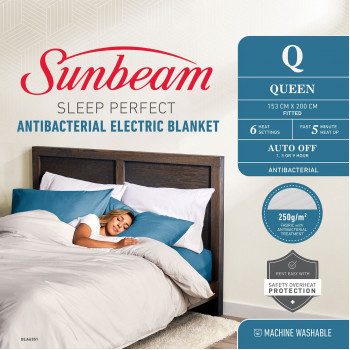 BLA6351 Sunbeam Sleep Perfect Antibacterial Electric Blanket - Queen